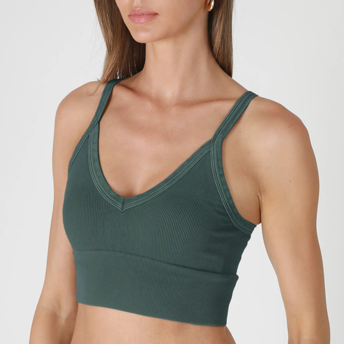 Ribbed V-Neck Bra Top